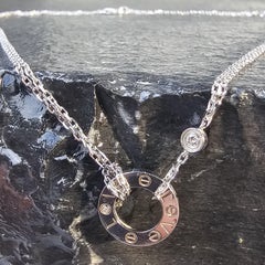 Cartier Love 2 Diamond Pendant Necklace Chain 18k White Gold
