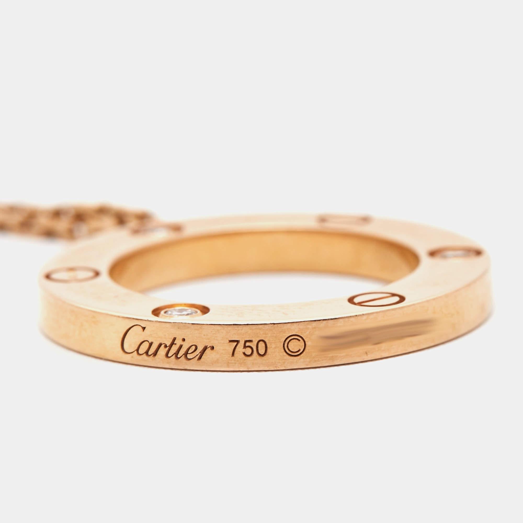 Cartier Love 3 Diamant-Halskette aus 18 Karat Roségold Damen