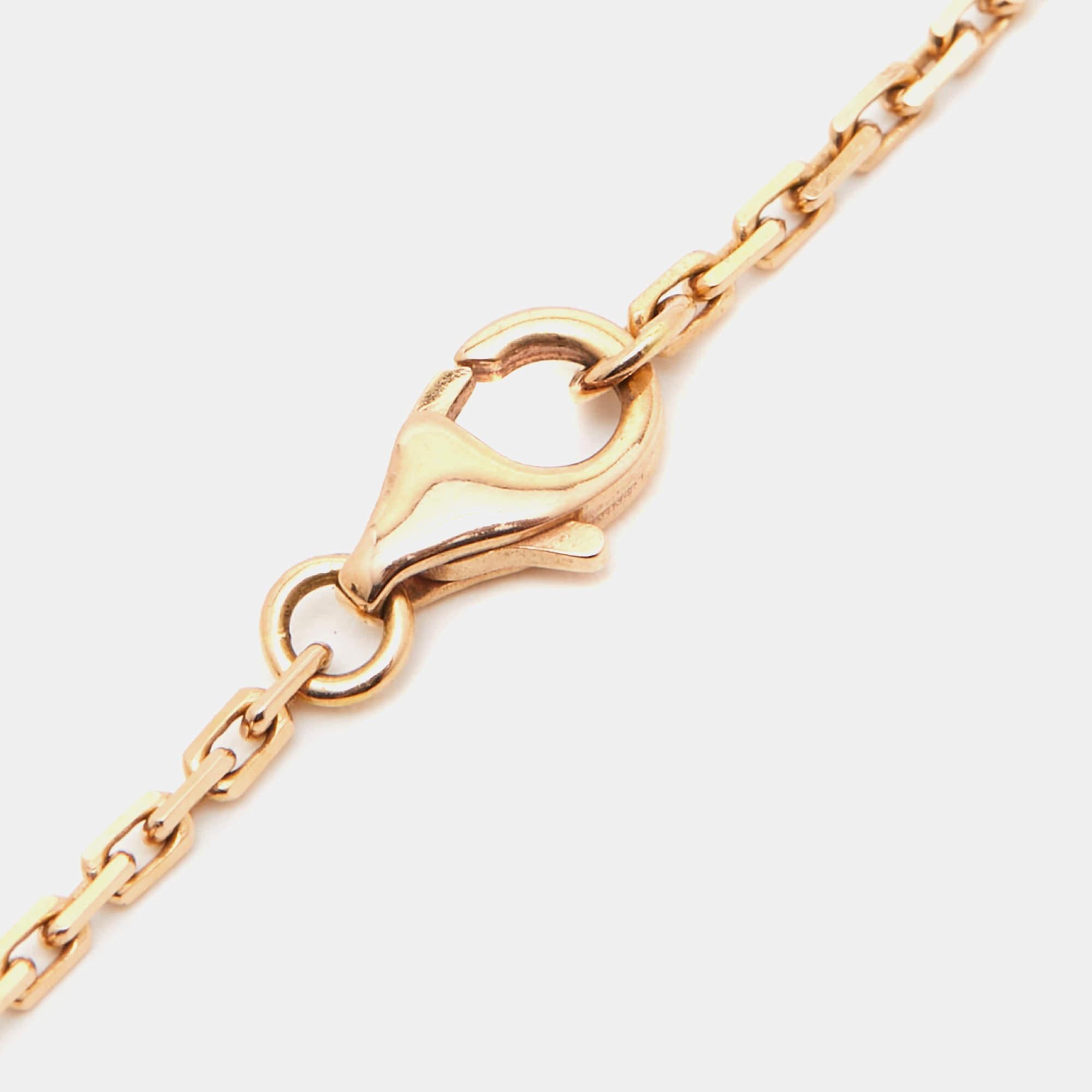 Cartier Love 3 Diamond 18k Rose Gold Necklace For Sale 2