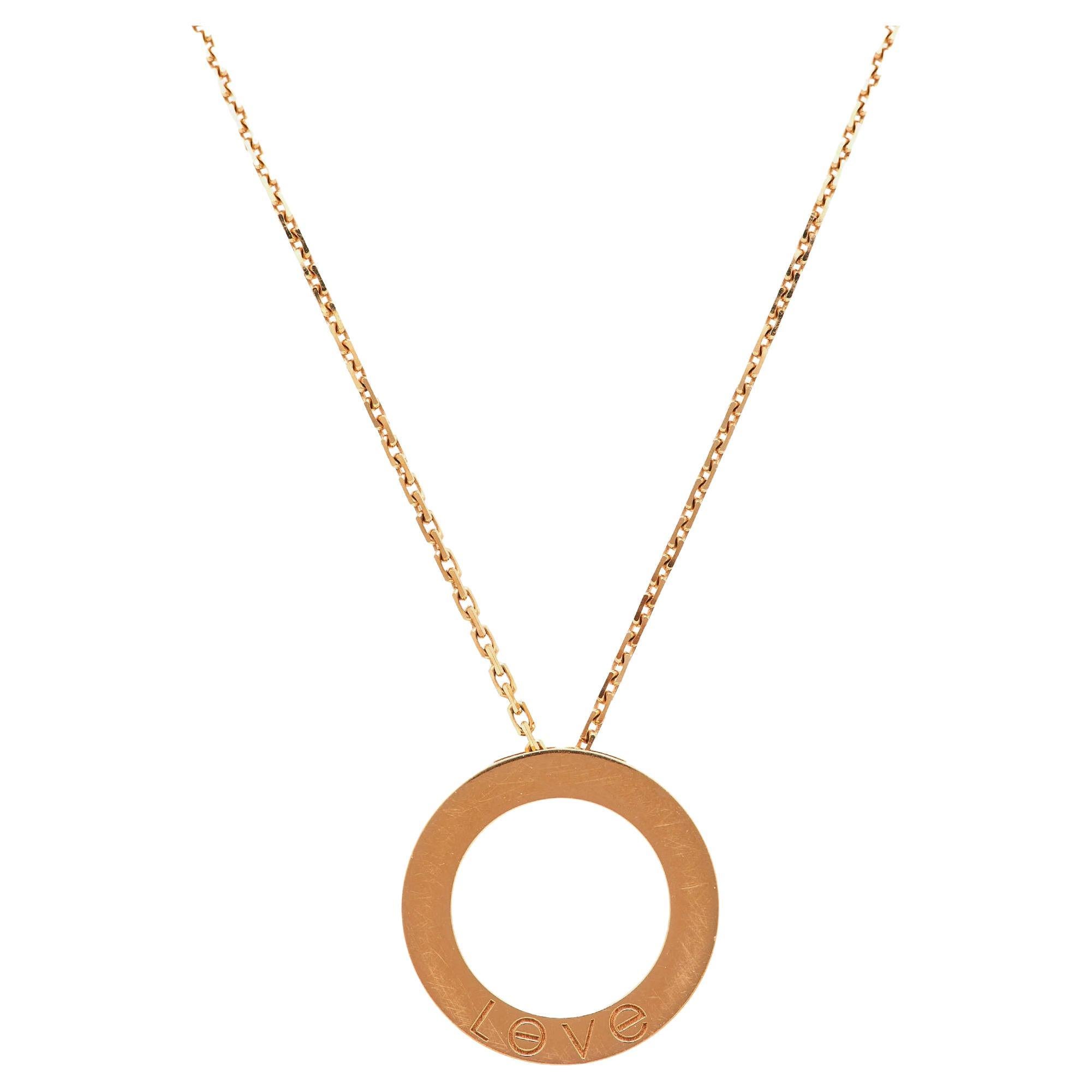 Cartier Love 3 Diamond 18K Rose Gold Pendant Necklace