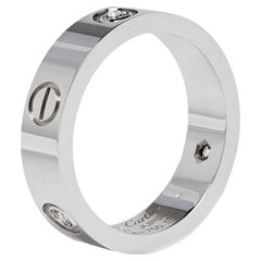 Cartier Love 3 Diamond 18k White Gold Band Ring Size 59