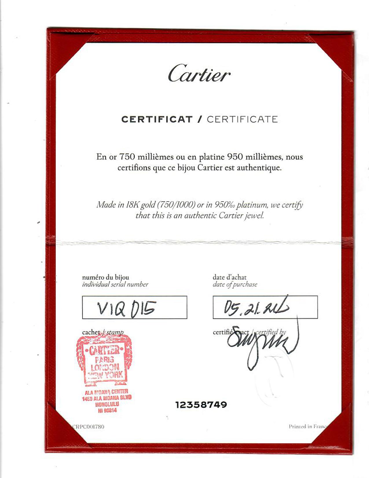 Anillo Cartier LOVE de 3 diamantes en oro rosa de 18 quilates con certificado Cartier en venta 4