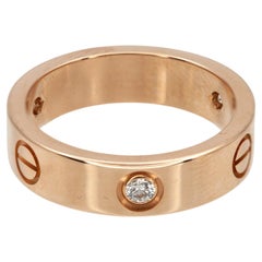 Cartier LOVE 3-Diamond Ring in 18K Rose Gold with Cartier Certificate