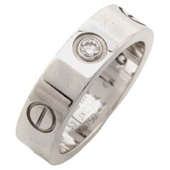 Cartier Love 3 Diamonds 18k White Gold Band Ring Size 53