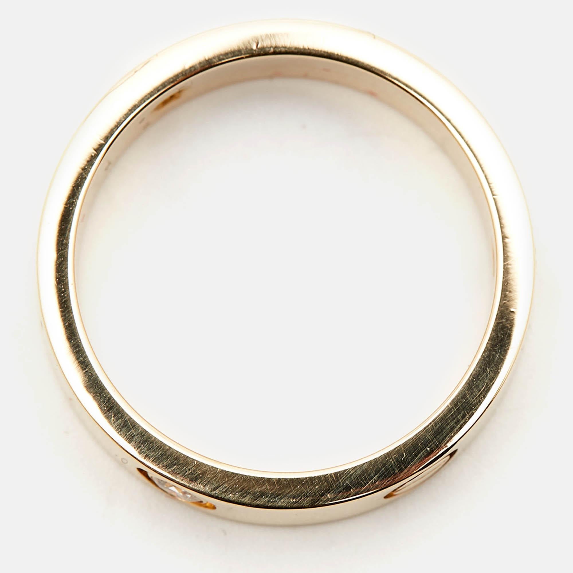 Cartier Love 3 Diamonds 18k Yellow Gold Ring Size 61 For Sale 1