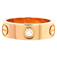 Cartier Love 3 Diamonds Band Ring 18k Rose Gold with Diamonds