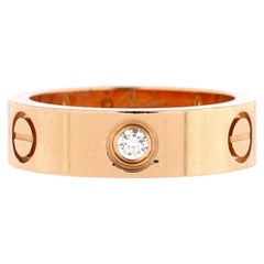 Cartier Love 3 Diamonds Band Ring 18k Rose Gold with Diamonds