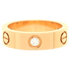 Cartier Love 3 Diamonds Band Ring 18K Rose Gold with Diamonds