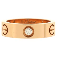 Cartier Love 3 Diamonds Band Ring 18K Rose Gold with Diamonds