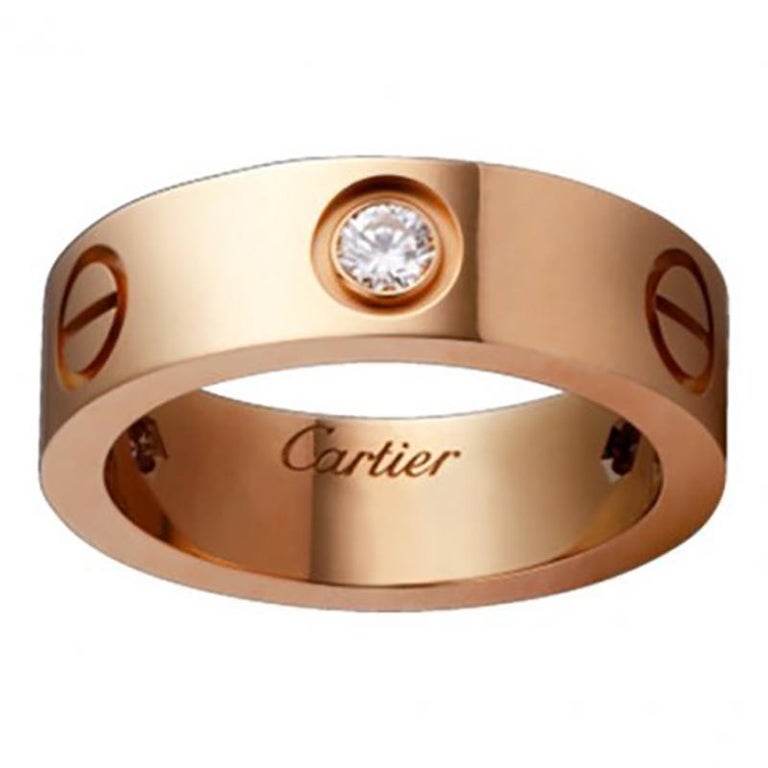 Cartier Love 3 Diamonds Pink Gold Diamonds Ring For Sale at 1stDibs