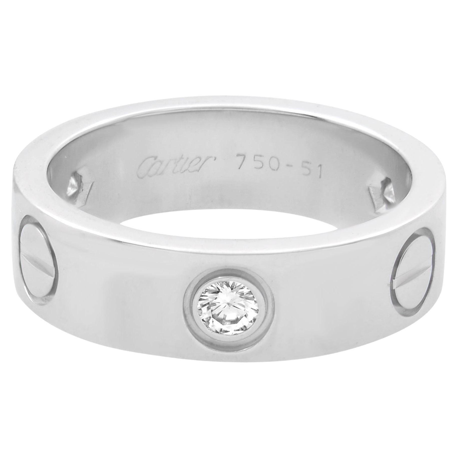 Cartier Love 3 Diamonds Ring 18K White Gold 0.22cttw
