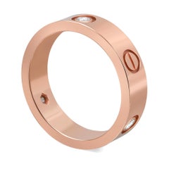 Cartier Love 3 Diamonds Ring Classic Model 18K Rose Gold Size 60 US 9.5