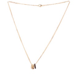 Cartier Love 3 Ring Pendant Necklace 18k Rose Gold and Ceramic with Diamonds