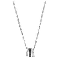 Cartier Love 3 Anelli Collana Diamante e Ceramica Oro Bianco 18K