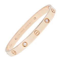 Cartier Love 4 Diamond 18K Rose Gold Bracelet 16