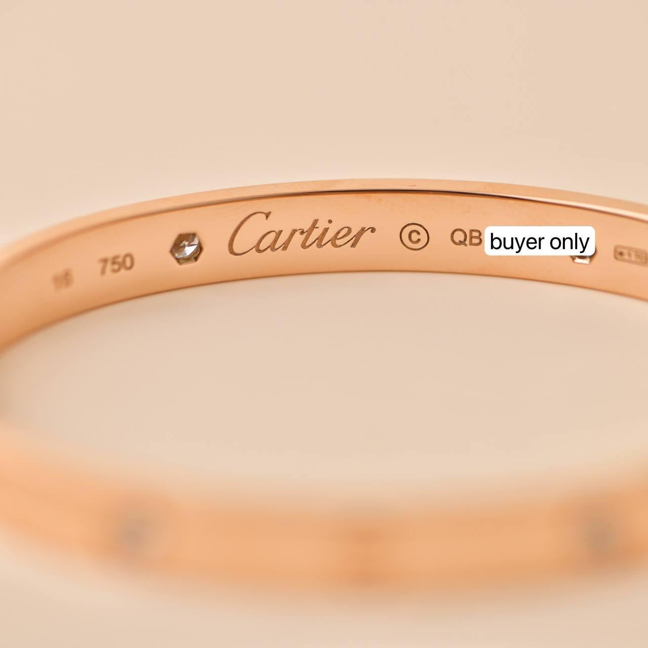 Cartier Love 4 Diamond 18K Rose Gold Bracelet Size 16 2