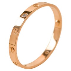 Cartier Love 4 Diamond 18K Rose Gold Bracelet Size 16