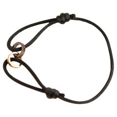 Cartier Love 4 Diamond 18K Rose Gold Sevres Porcelain Black Cord Bracelet