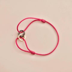 Cartier Love 4 Diamond 18K Rose Gold Sevres Porcelain Pink Silk Cord Bracelet