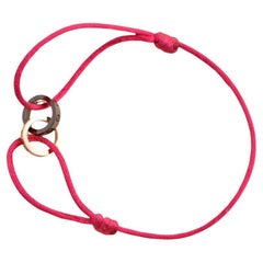 Cartier Love 4 Diamond 18K Rose Gold Sevres Porcelain Pink Silk Cord Bracelet