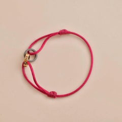 Cartier Love 4 Diamond 18K Rose Gold Sevres Porcelain Red Silk Cord Bracelet