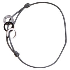 Cartier Love 4 Diamond 18K White Gold Sevres Porcelain Black Silk Cord Bracelet