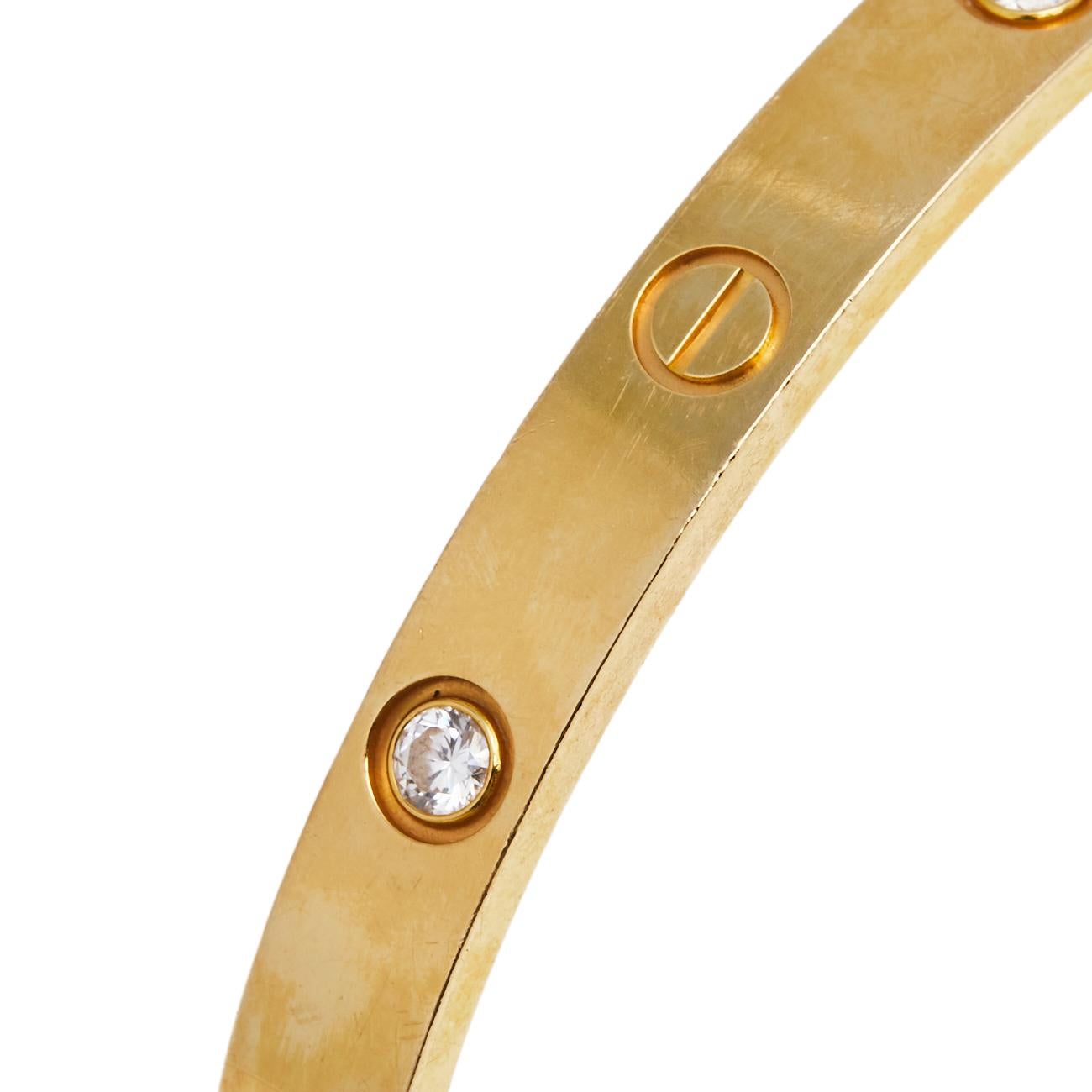 Contemporain Cartier Love Bracelet en or jaune 18 carats avec 4 diamants 16