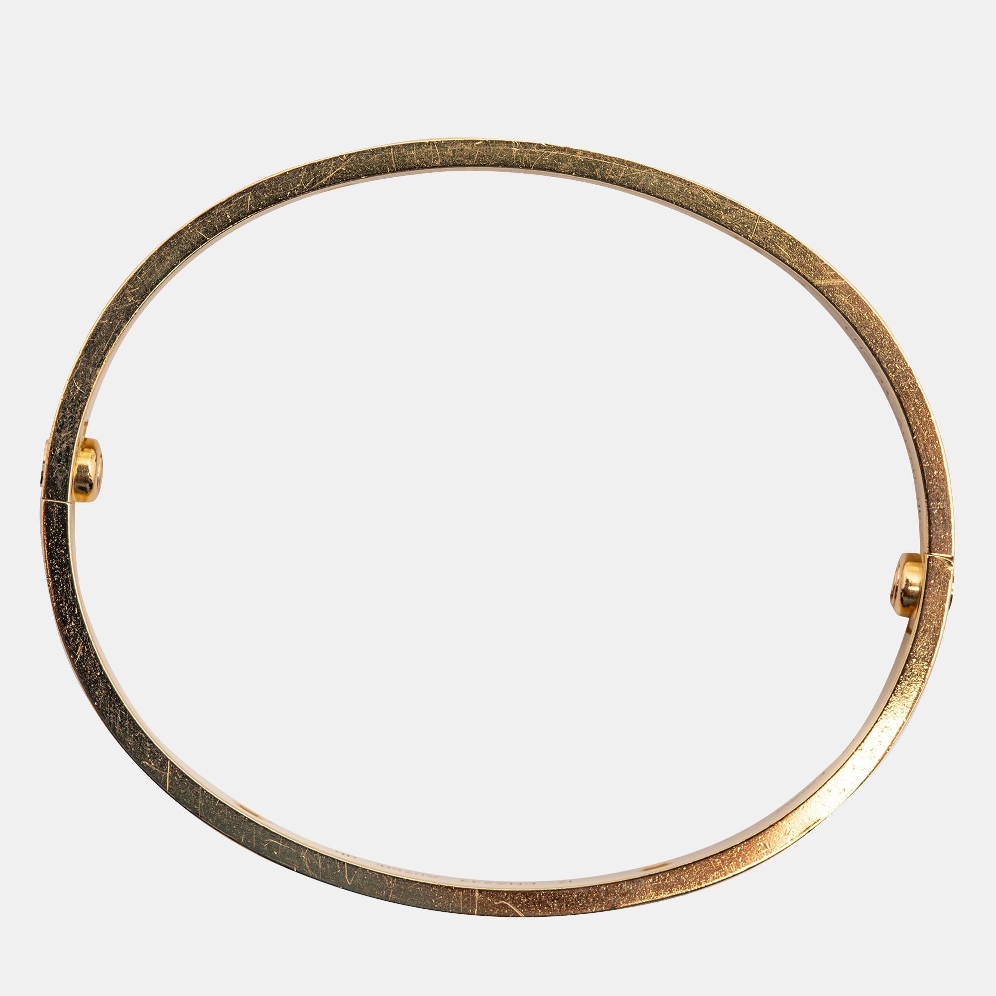 Women's Cartier Love 4 Diamond 18k Yellow Gold Bracelet 17
