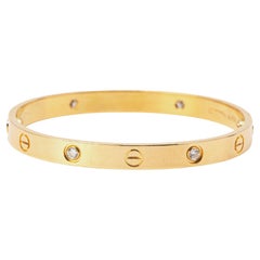 Cartier Love 4 Diamond 18k Yellow Gold Bracelet 17