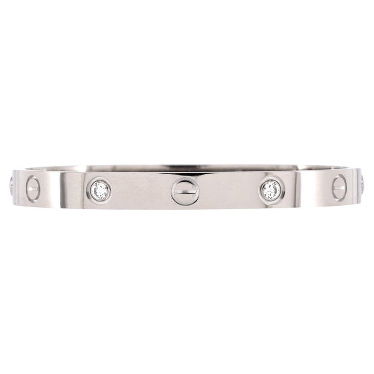 Cartier Love 4 Diamond Bracelet 18k White Gold and Diamonds For Sale at