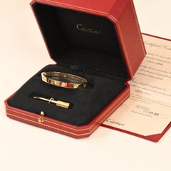 Cartier Love 4 Diamond Bracelet 18K Yellow Gold Size 17