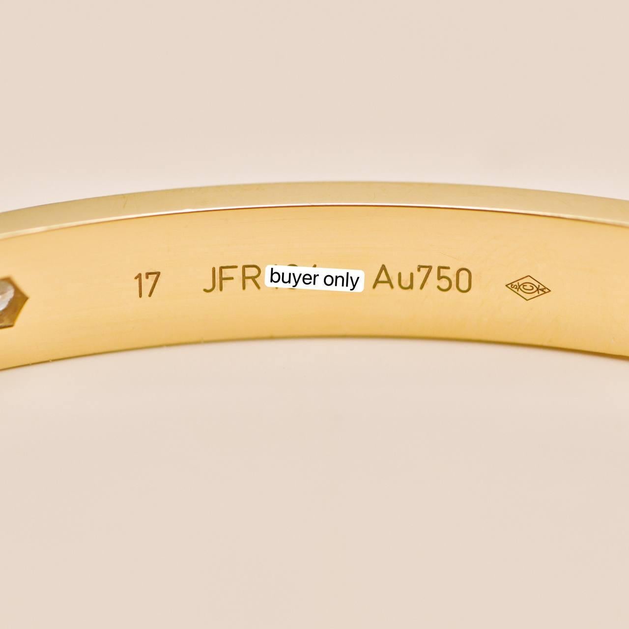 Pulsera Cartier Love 4 Diamantes Oro Amarillo 18K Talla 17 en venta 4