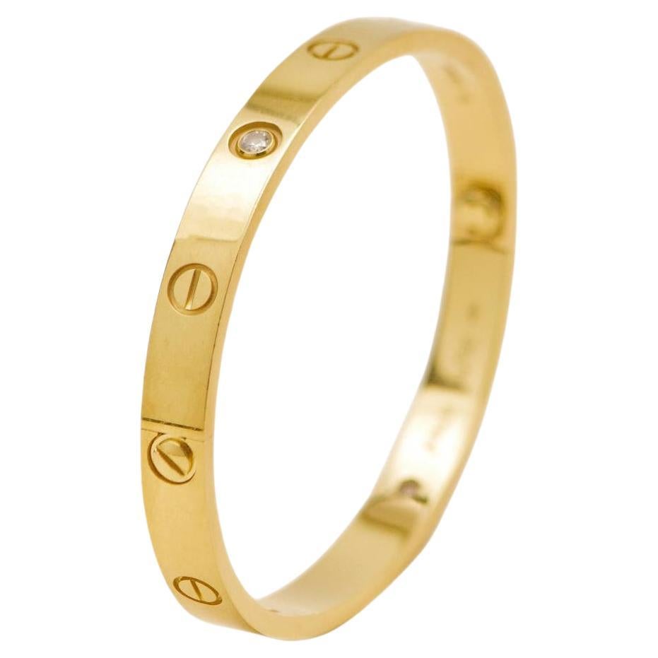Pulsera Cartier Love 4 Diamantes Oro Amarillo 18K Talla 17 en venta