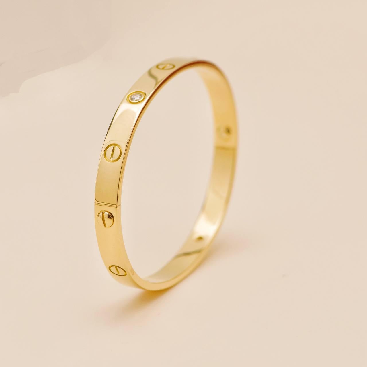 Pulsera Cartier Love 4 Diamantes Oro Amarillo 18K Talla 18 Corte brillante en venta