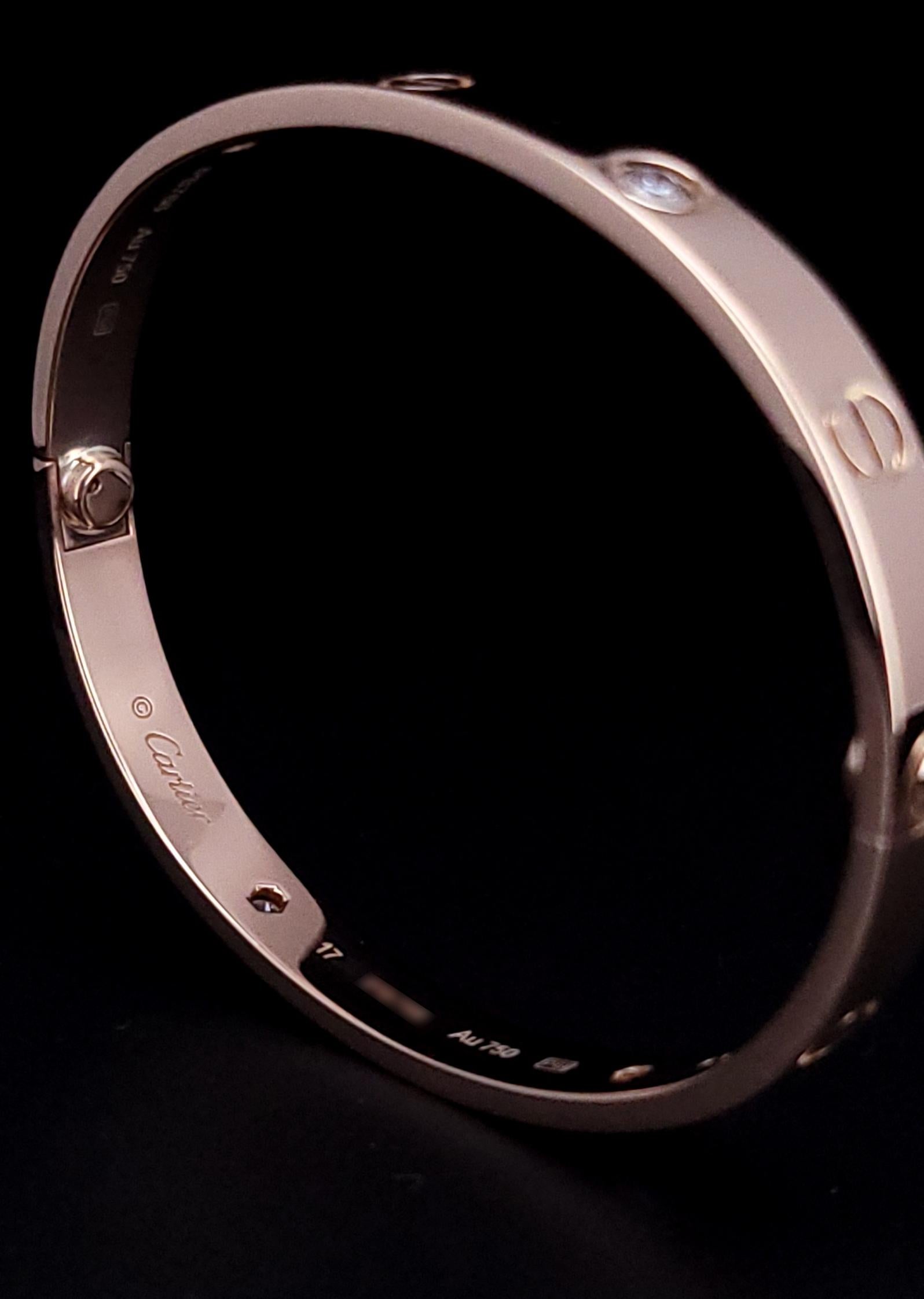 Cartier Love 4 Diamant-Armband aus Roségold Größe 17 im Angebot 4