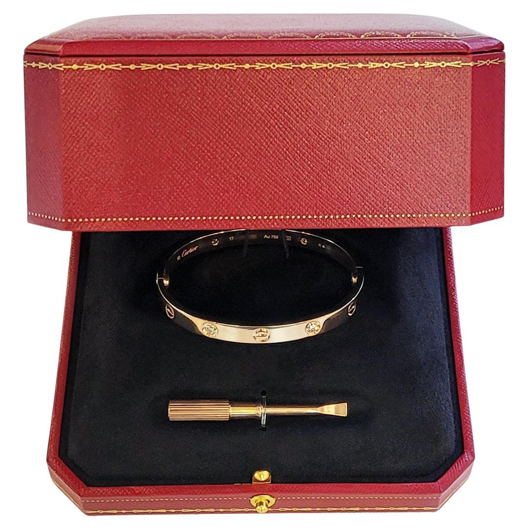 Cartier Love 4 Diamant-Armband aus Roségold Größe 17