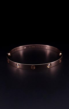 Cartier Love 4 Diamond Rose Gold Bracelet Size 20