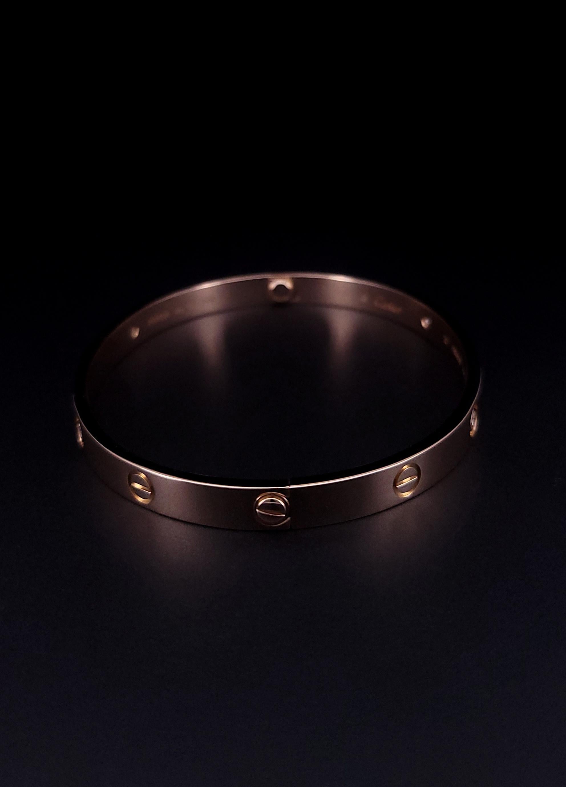 Cartier Love 4 Diamond Rose Gold Bracelet Size 20 For Sale 2