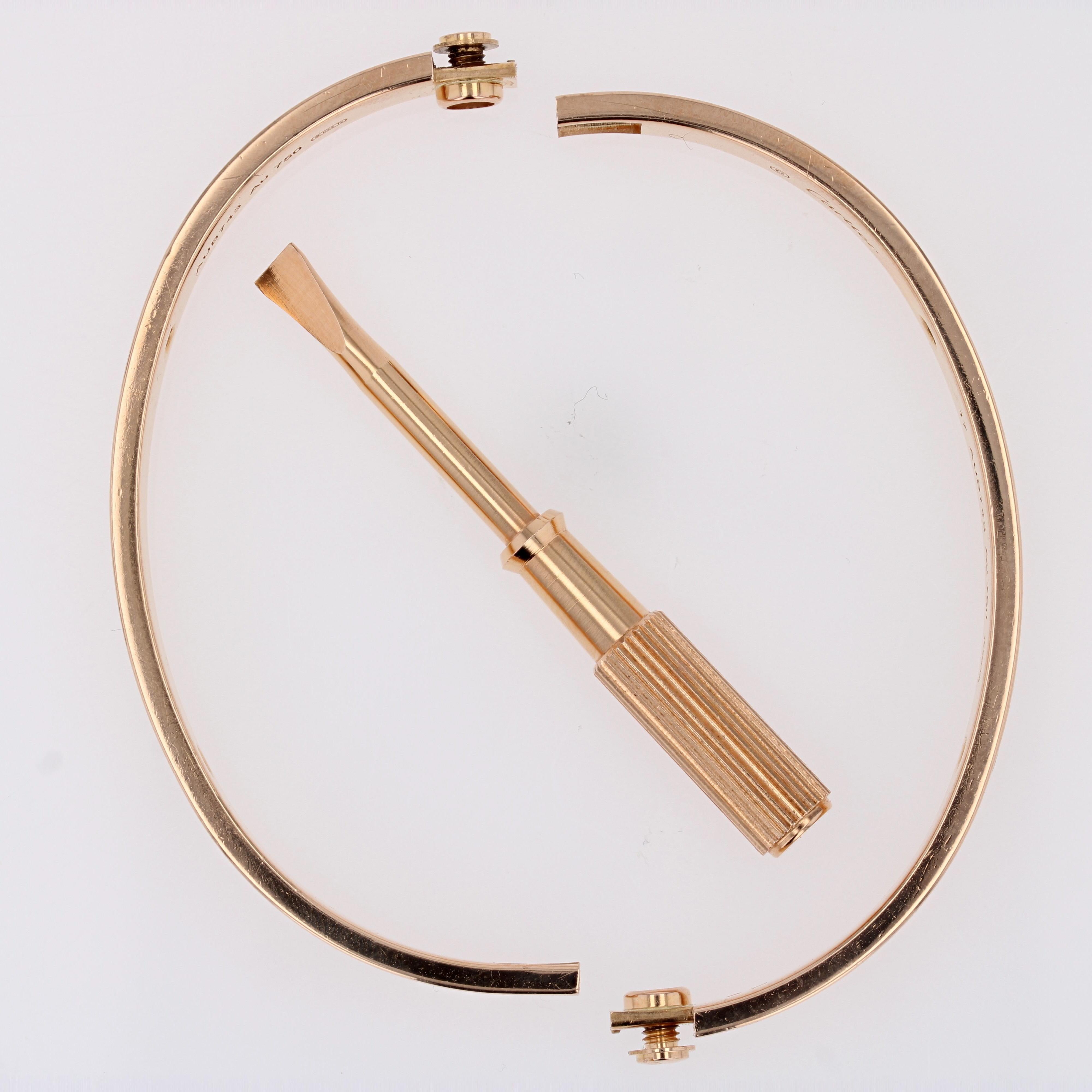 Taglio brillante Cartier Love 4 Diamonds Bracciale in oro rosa 18 carati Diametro 17 in vendita