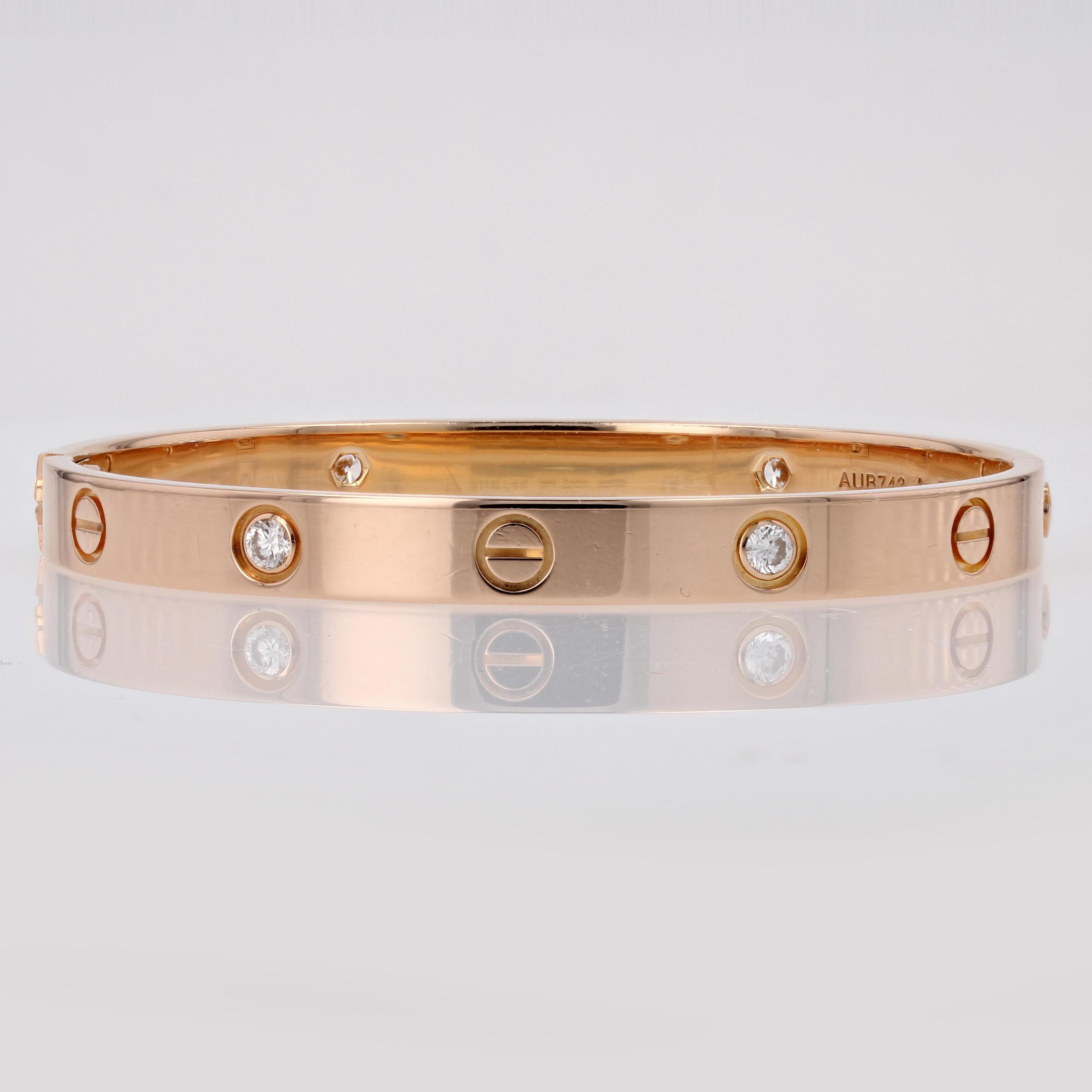 Donna Cartier Love 4 Diamonds Bracciale in oro rosa 18 carati Diametro 17 in vendita