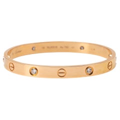Cartier Bracelet Love en or rose 18 carats avec 4 diamants, taille 16