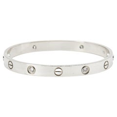 Cartier Love 4 Diamonds 18k White Gold Bracelet 16