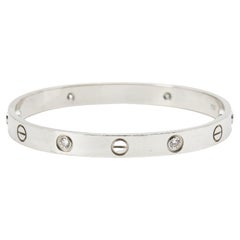 Cartier Love 4 Diamonds 18k White Gold Bracelet 16