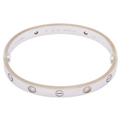 Cartier Bracelet Love en or blanc 18 carats avec 4 diamants, taille 16
