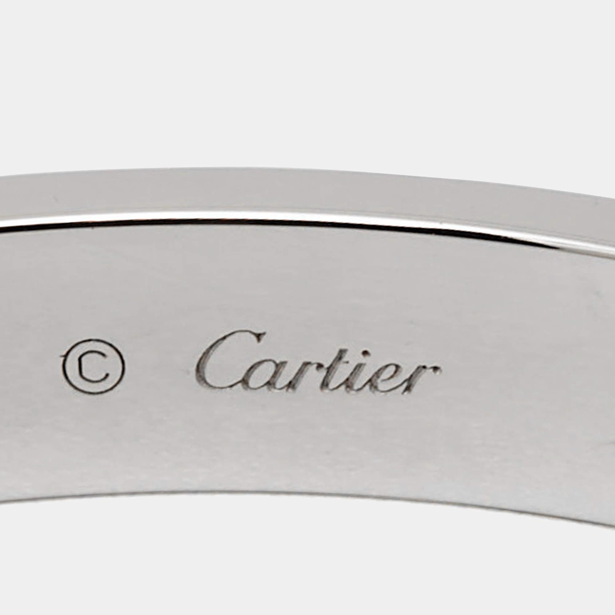 Cartier Love 4 Diamonds 18k White Gold Bracelet 17 In Excellent Condition For Sale In Dubai, Al Qouz 2