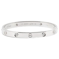 Cartier Love 4 Diamanten 18k Weißgold-Armband 17