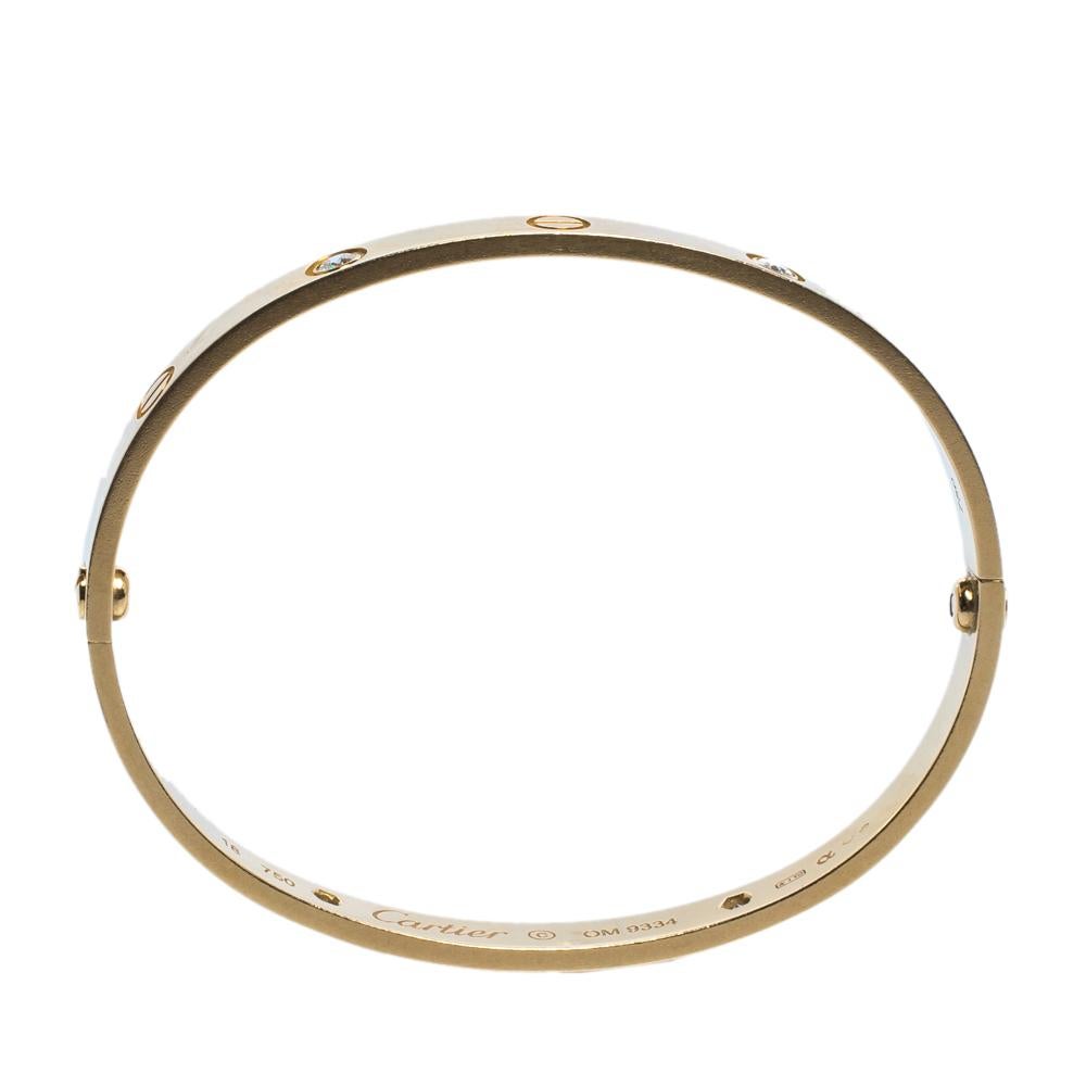 We fell in love with this Cartier Love bracelet at first glance. Look at its gorgeous yet subtle accents and picture how it will beautifully sit on your wrist and charm your peers. The creation is crafted from 18k yellow gold and neatly detailed