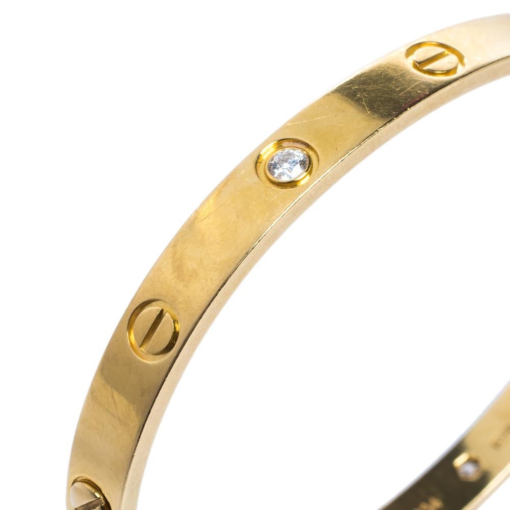 Women's Cartier Love 4 Diamonds 18K Yellow Gold Bracelet 18