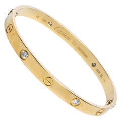 Cartier Love 4 Diamonds 18K Yellow Gold Bracelet 18