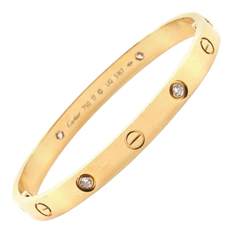 Cartier Love 4 Diamonds Bracelet 18 Karat Yellow Gold with Diamonds